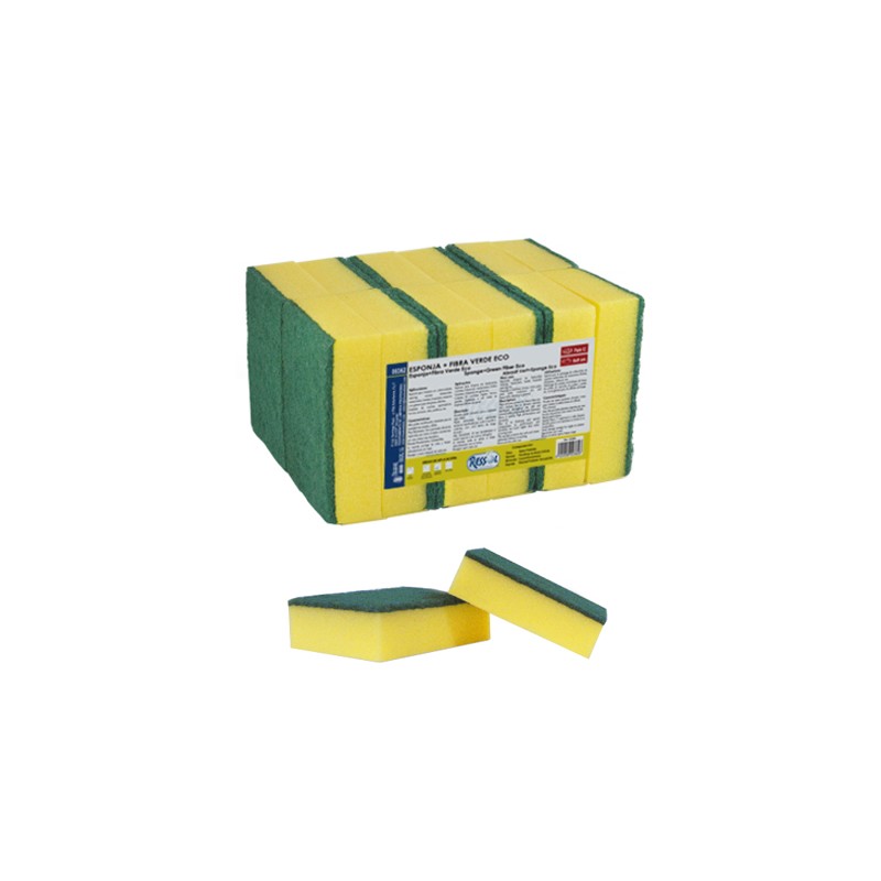 Esponja + Fibra Verde Eco 6 x 9 cm. Pack-12