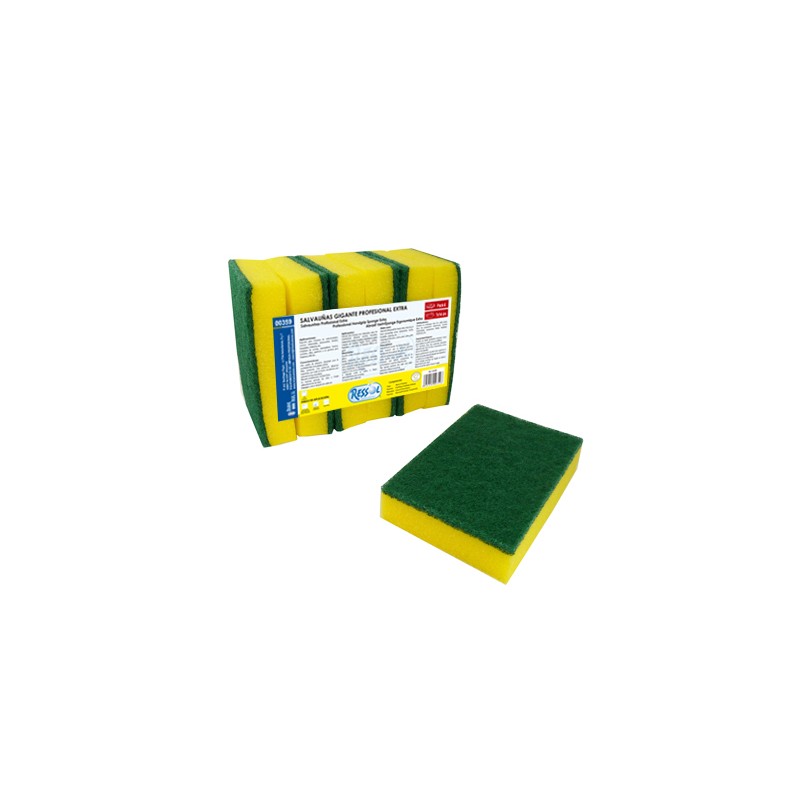 Esponja + Fibra Verde Xl. 10 x 15 cm.  Pack-6