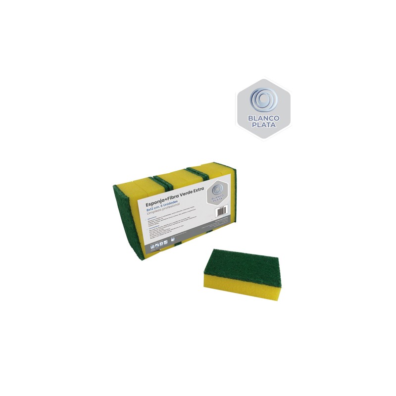 00367 Esponja + Fibra Verde 8 x 12 cm. Pack-6 Dist. Batoy. 2618