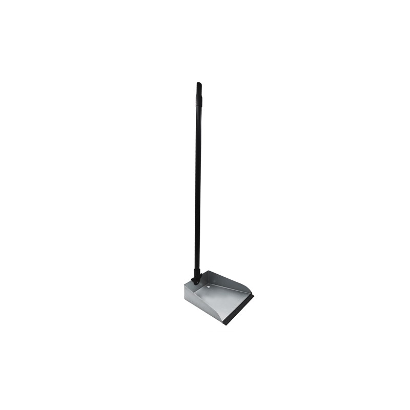 Recogedor Metalico con Goma y Palo Metálico Plastificado Negro