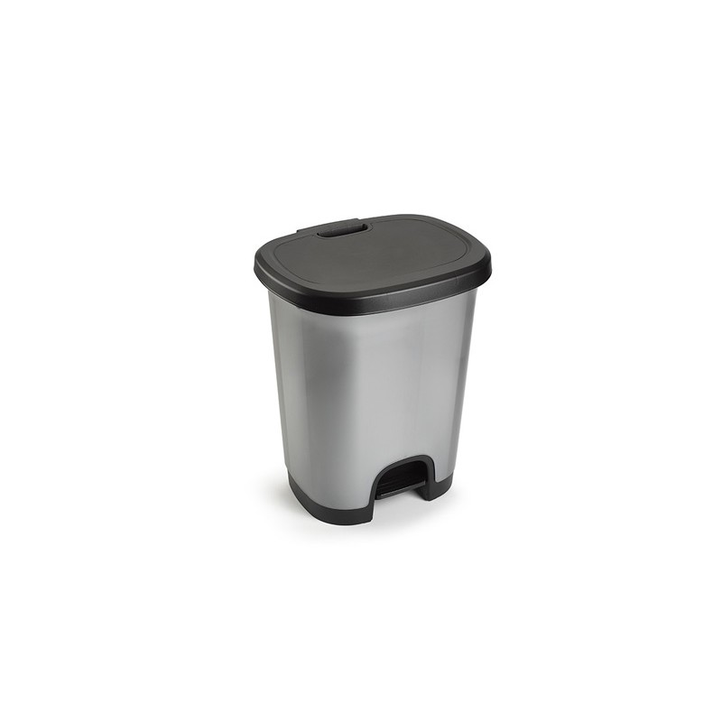 Cubo Papelera 25 Litros Silver con Tapa y Pedal