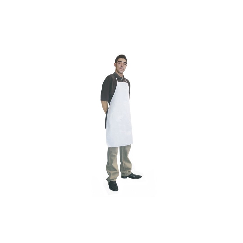 Delantal C/Peto Rizo/Plastific. Blanco Pack-6