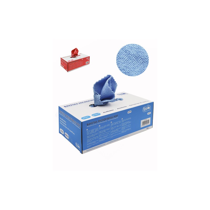 Bayeta Microfibra Pop. Cajita 40 Uds 30X30 Azul y Rosa