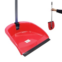 Luka Foldable Dustpan With Screwed Handle And Rubber. Blue And Red