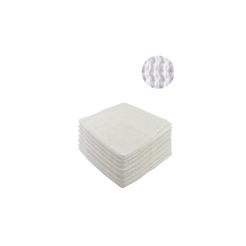 Chiffon En Coton Grille Double. 40 x 40 cm. Pack-12. Blanc