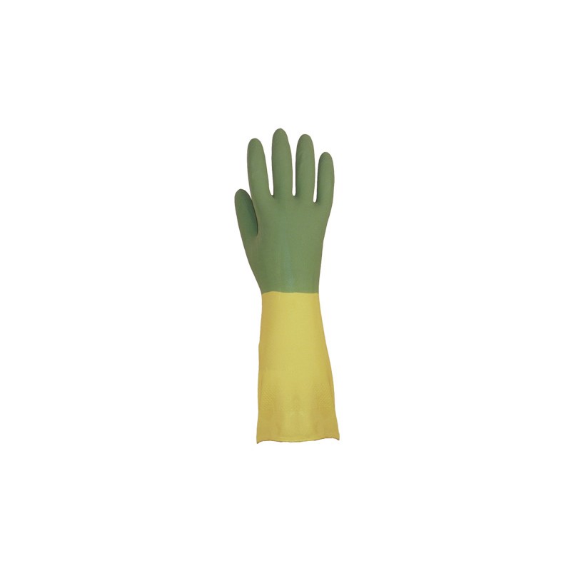 Gants Satinés. Extra -Bicolor. Jaune/Vert