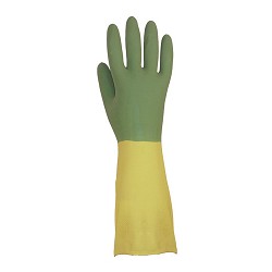 Gants Satinés. Extra -Bicolor. Jaune/Vert