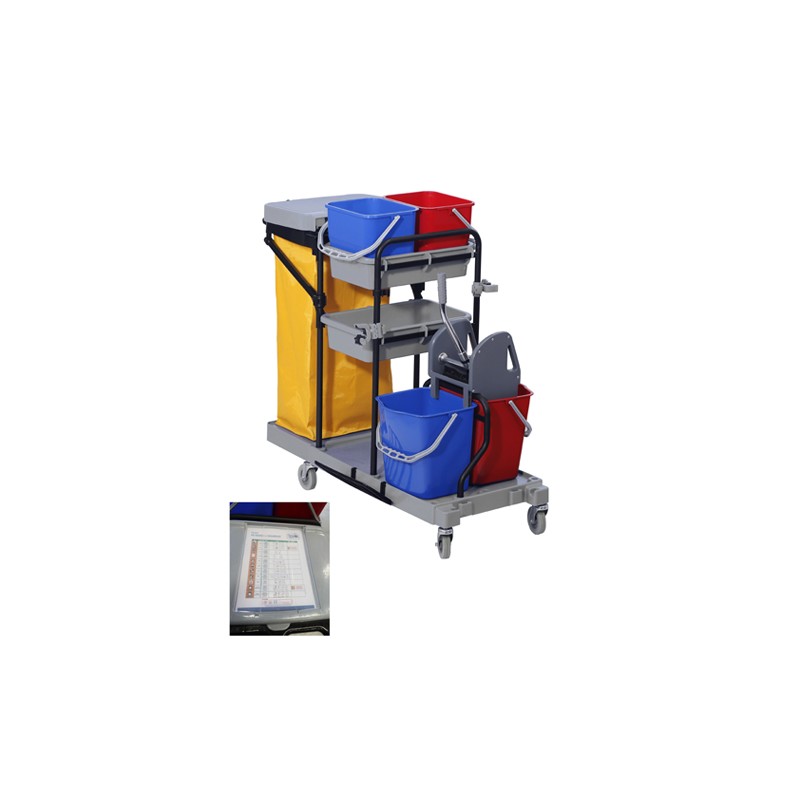 Chariot Tommy  (2 Seaux x 18 l. + 2 Seaux x 12 l. + Sac + Presse Stilo).