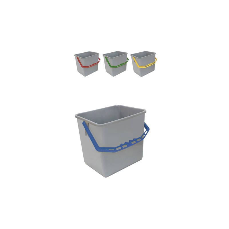 Square Bucket 6 Litres Grey Plastic Color Handle Square Bucket 6 Litres Grey Plastic Color Handle