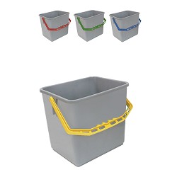 Square Bucket 6 Litres Grey Plastic Color Handle