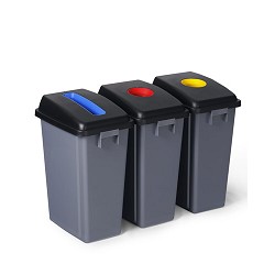 Set Conteneur Jon Sélectif. 60 Litres  Bleu/ Rouge/Jaune